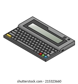 An old vintage/retro obsolete slab style portable computer. 