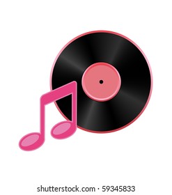 old vinyl disc with note