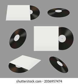 Viejo vinilo. Grabación de Dj material vinyl vintage para estudio de música decente vector portadilla en blanco colección de plantillas