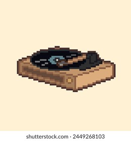 old vinyl player pixel art