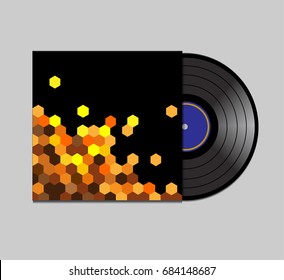 Old vinyl record with envelope.Vector