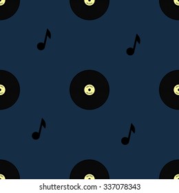 Old vinyl record seamless pattern background. Vector illustration.