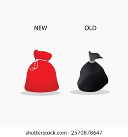 Old vs new bag vector design illustration money bag