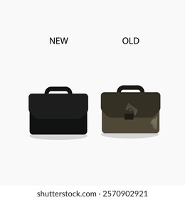 Old vs new bag vector design illustration office bag backpack.