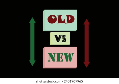 OLD vs New color cube words. use us for positive thoughts business or back grounds theme concept