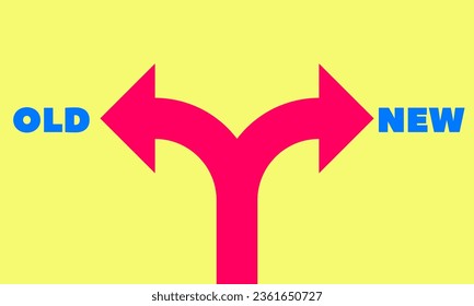 Old vs new icon, improvement and change management business concept with arrows and weight sign