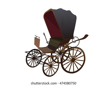 Old Wagon for the Horses. Isolated on White Background. EPS10