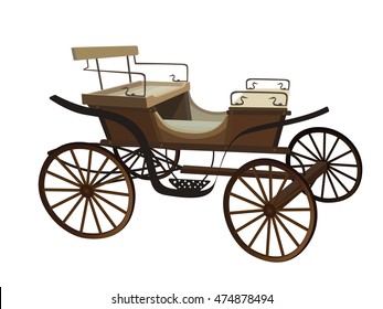 Old Wagon for the Horses. Isolated on White Background. EPS10