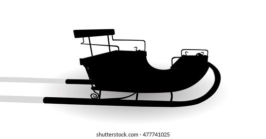 Old Wagon for the Horses. Winter version of the sleigh. Isolated on White Background. EPS10