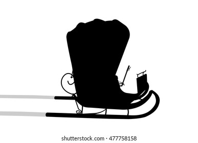 Old Wagon for the Horses. Winter version of the sleigh. Isolated on White Background. EPS10