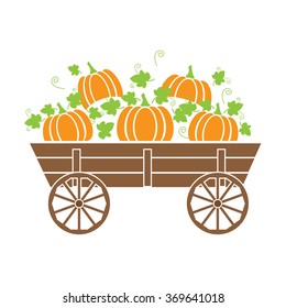 Old wagon with a pumpkin