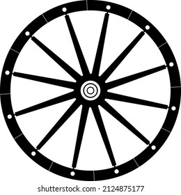 Old Wagon wheel silhouette,  Free Vector