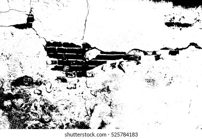 Old wall. Brick wall of an old house, black and white grunge texture. Abstract background. Vector and illustration.