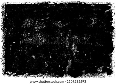 Old wall. Dust black and white background. Distress overlay texture. Dark urban overlay background. Grunge distressed texture with aged edges. Scratched and dirty surface of an old metal sheet.