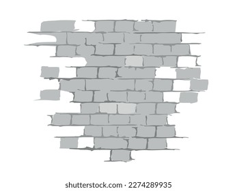 Old wall vector background in gray tones. Brick wall.