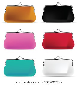 old wallet vector illustration in six color on white