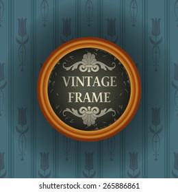 Old wallpaper with vintage frame