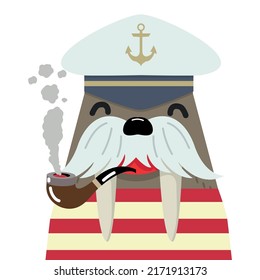 Old walrus captain with Smoking Pipe  Outfit