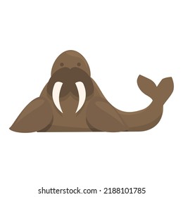 Old walrus icon cartoon vector. Arctic animal. North wild