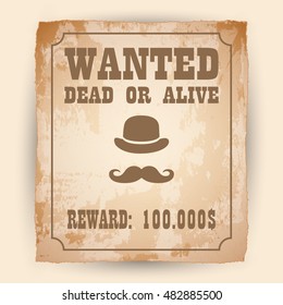 A old wanted posters Vector wanted poster image.