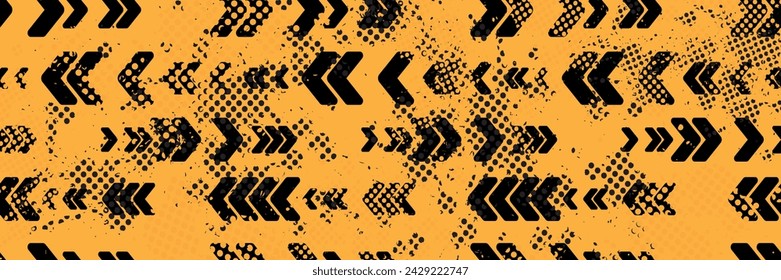 Old warning sign with black stripes on yellow background.