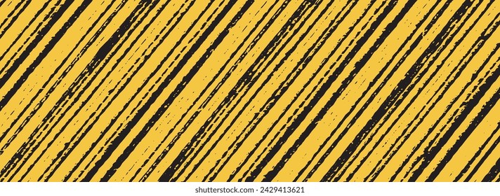 Old warning sign with black stripes on yellow background.