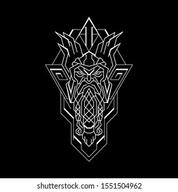 Old Warrior Geometry Styles for Apparel or merchandise design