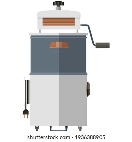 Máquina de lavado antigua con ilustración vectorial de la confección