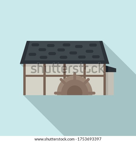 Old water mill icon. Flat illustration of old water mill vector icon for web design