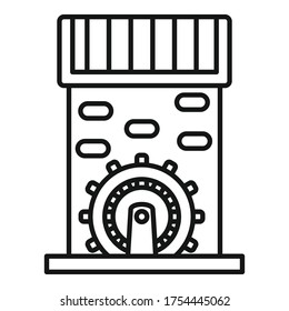 Old water mill icon. Outline old water mill vector icon for web design isolated on white background