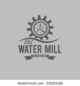 old water mill restaurant concept vector design template
