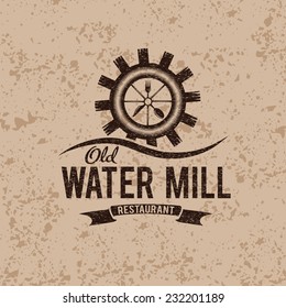 old water mill restaurant concept vector design template