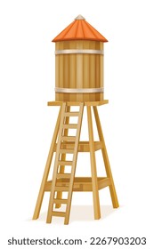 old water tower for supplying water on a farm vector illustration isolated on white background