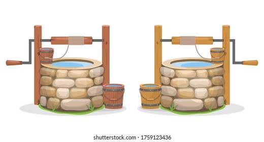 Old water well vector design illustration isolated on white background