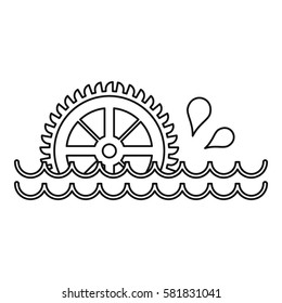 Old water wheel icon. Outline illustration of old water wheel vector icon for web