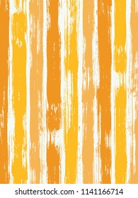 Old watercolor brush stripes pattern on white. Orange and yellow paintbrush lines vertical texture for background. For cloth.