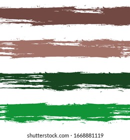 Old watercolor brush stripes seamless pattern. Brown and green paintbrush lines horizontal seamless texture for backdrop. Hand drown paint strokes decoration. For textile.