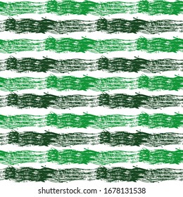 Old watercolor brush stripes seamless pattern. Green and fresh paintbrush lines horizontal seamless texture for backdrop. Hand drown paint strokes decoration. For textile.
