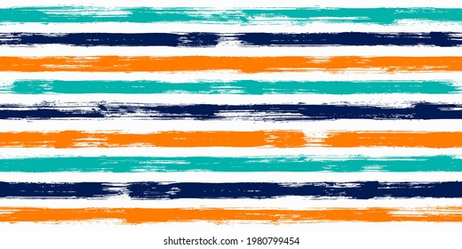 Old watercolor brush stripes seamless pattern. Ink paintbrush lines horizontal seamless texture for backdrop. Hand drown paint strokes decoration artwork. For garment.