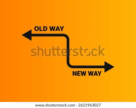 Old Way to New Way Evolution Arrow on Orange Gradient Background 