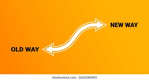 seta dupla de forma antiga vs nova forma no plano de fundo gradiente laranja 