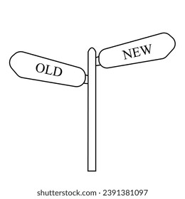 Old way vs new way road arrows icon. Vector illustration isolated on white background