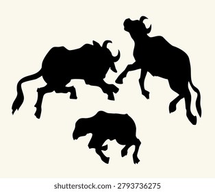 Old weak thin beast pest bite wound young beef cub life loss blood prey victim harm herd end lay white dirty dry sand ground desert field text space. Dark black hand drawn slim ewe ram body skinny goat leg mortal injury bible hail story art concept
