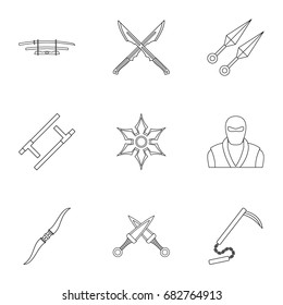 Old weapons icons set. Outline set of 9 old weapons vector icons for web isolated on white background