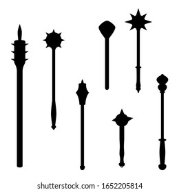 Old weapons set. Medieval mace isolated on white background. Vector EPS10.