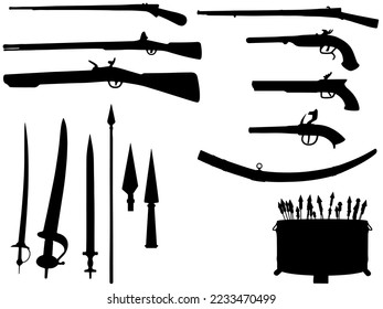 Alte Waffen, Silhouette, Kriegstyp,