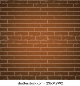 Old weathered brown brick wall. Vector illustration