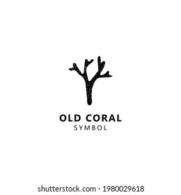 Plantilla de logotipo del vector de coral antiguo o meteorizado. Una vieja inspiración para el logotipo de coral