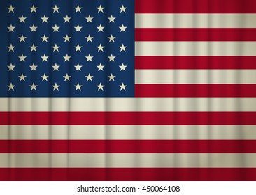 Old weathered USA flag. vector illustration