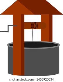 Old well, illustration, vector on white background.